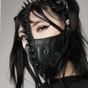 La Moda Vegan Leather Spiked Face Mask
